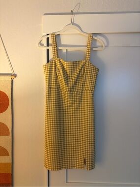 hollister open back channeled skort dress Women's Open-Back Linen-Blend Mini Dress in Navy Blue Dot Size L from Hollister